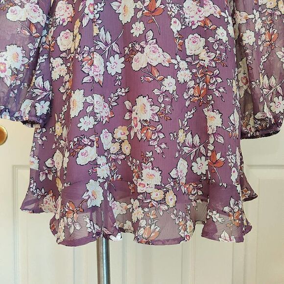 ASTR The Label floral ruffle long sleeve mini dress sz S - Picture 5 of 14